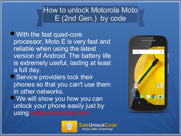 Motorola Moto E Unlock Code Free